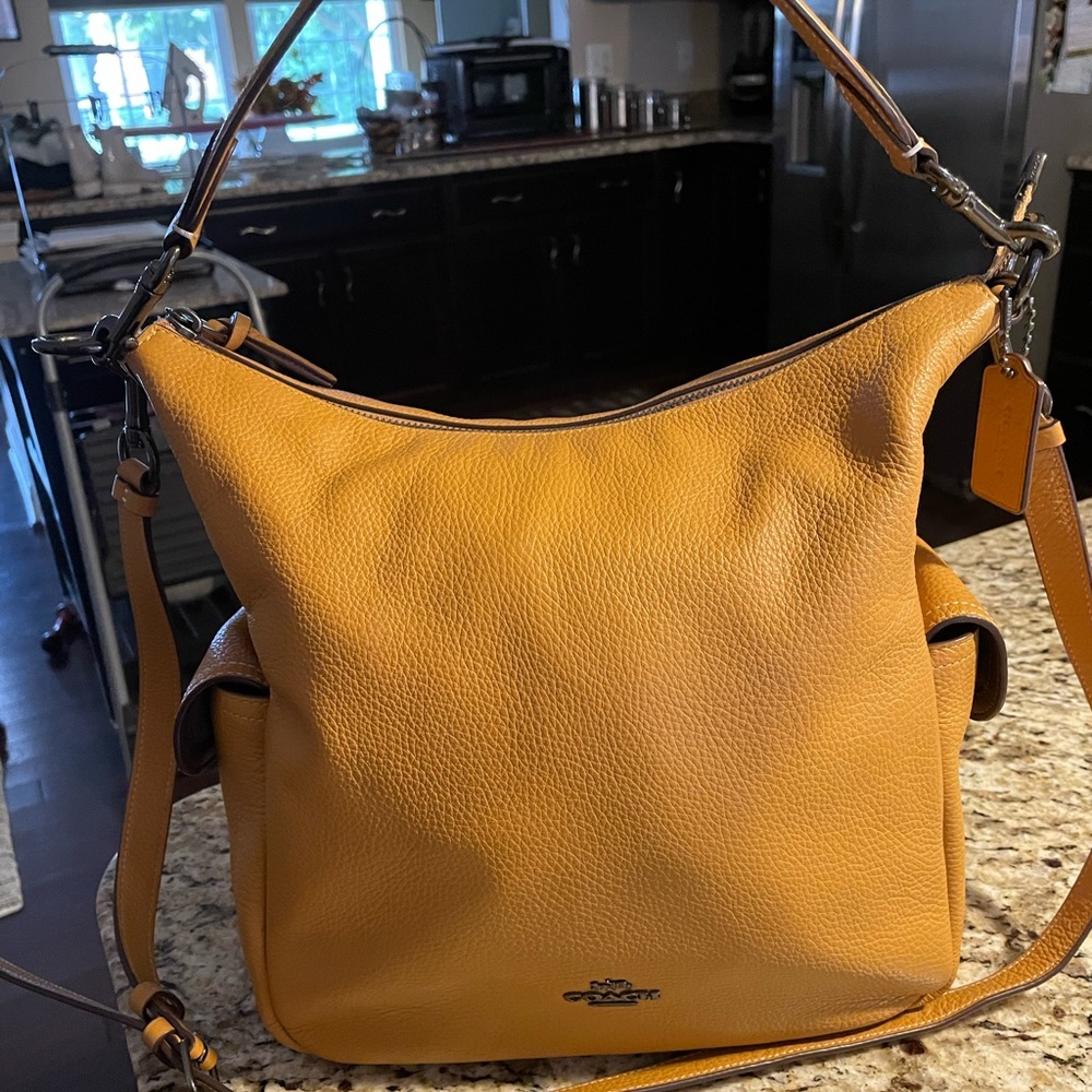 Large Coach Mustard Hobo Bag